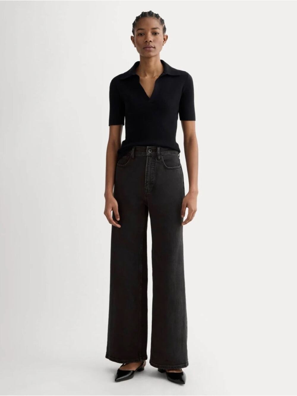 Everlane The Way-High Sailor Jean Washed Black Jeans Size 30 Wide Leg